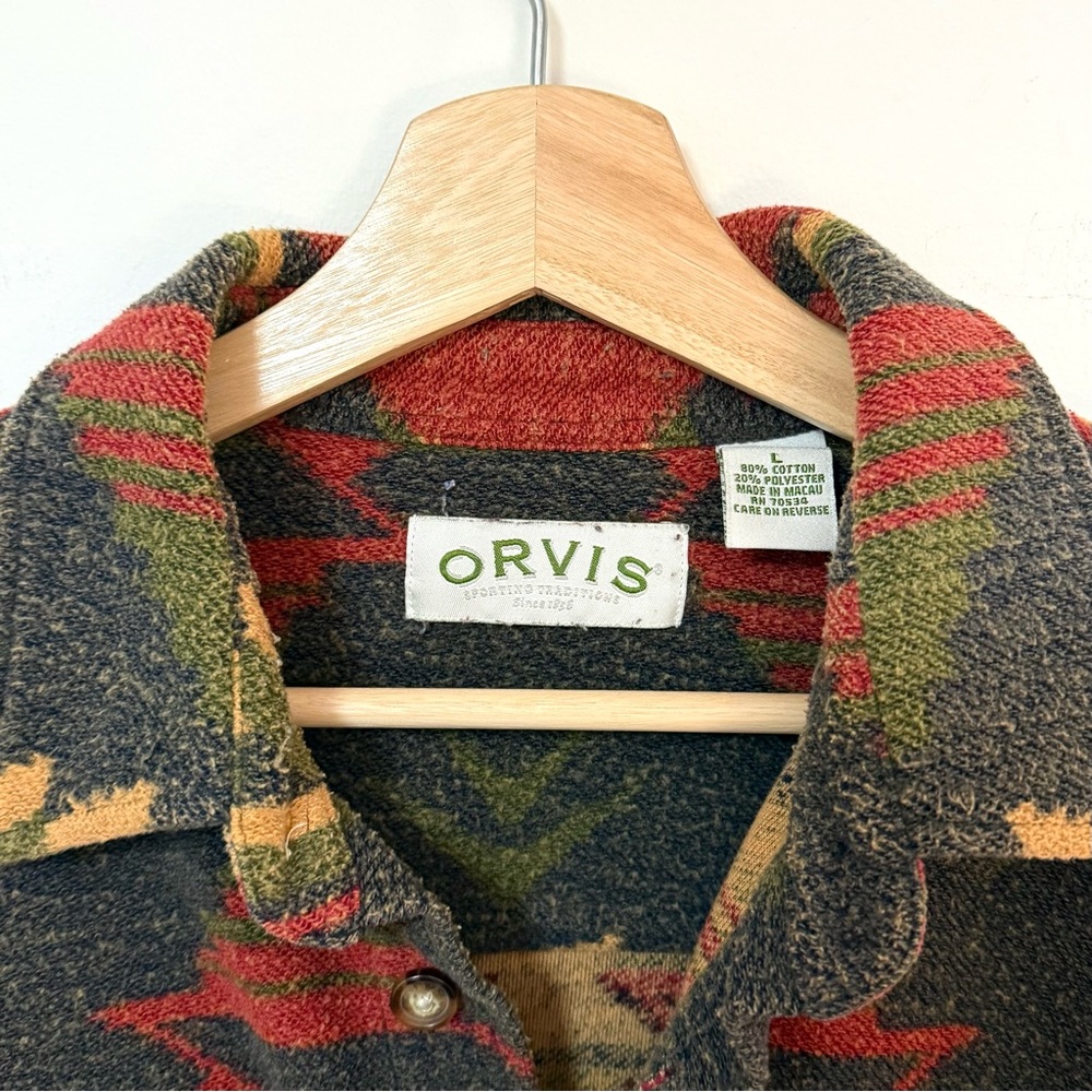VTG Orvis Aztec Pattern Multicolor Button Up Shir… - image 2